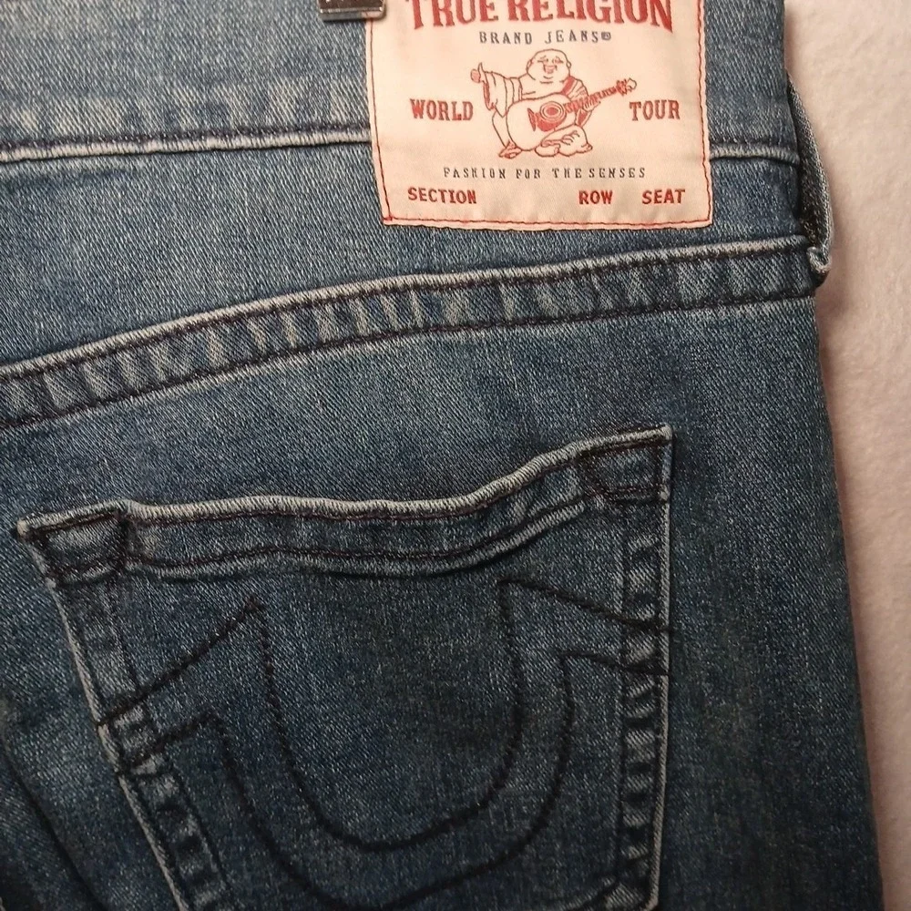 True Religion Ricky Straight Jeans Mens Dark Wash Big Stitch Y2K Denim